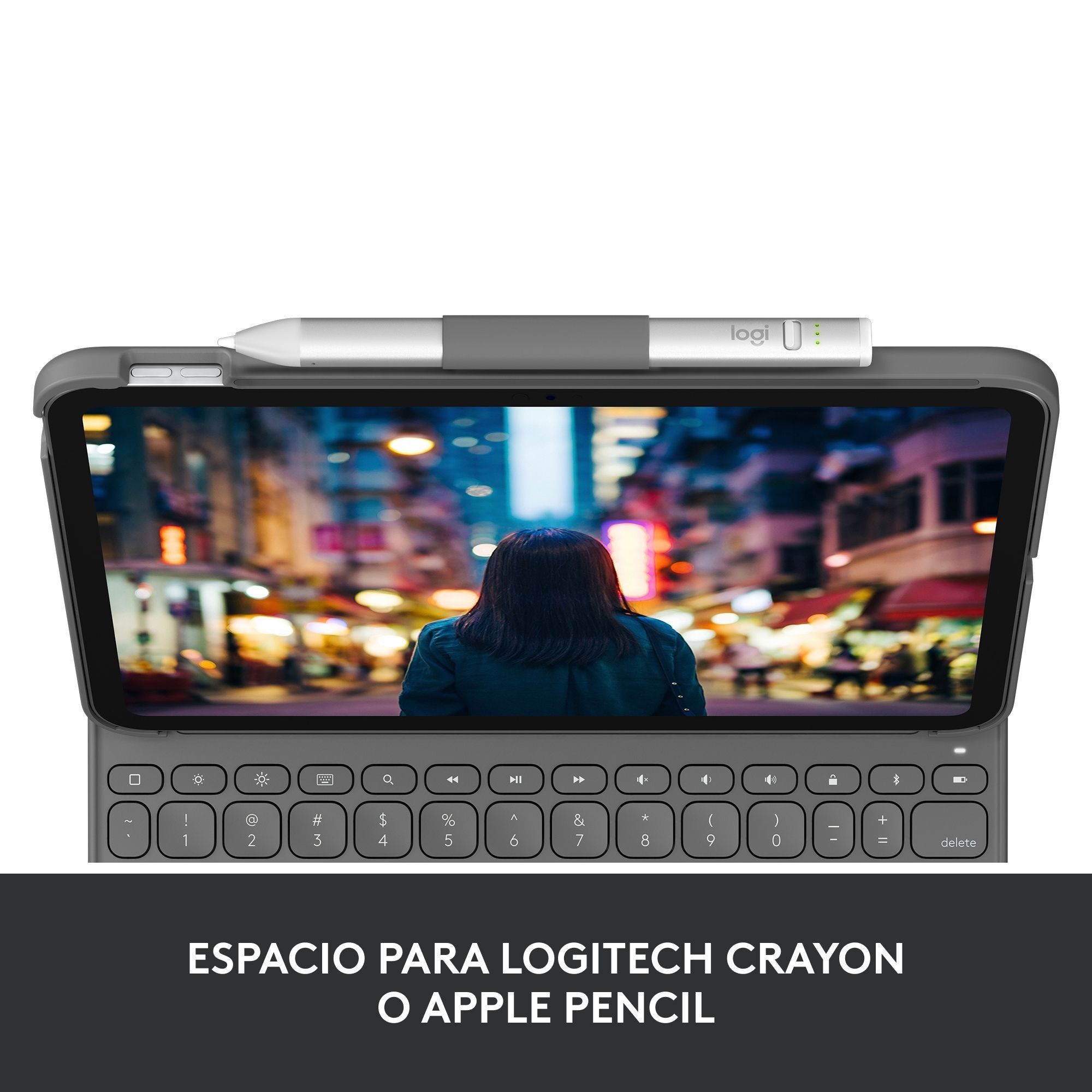 Foto 6 pulgar | Funda con Teclado Logitech Slim Folio color Gris para iPad Gen 10