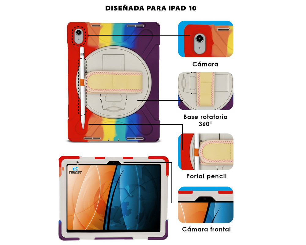 Foto 2 | Funda Teknet Correa Para Ipad 10 Generación,10.9 Pulgadas Uso Rudo