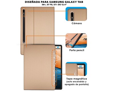 Foto 2 | Funda Teknet Folder Magnetica para Samsung Galaxy Tab S8 Plus S7 Plus S7 Fe 12.4"