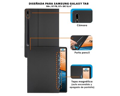 Foto 2 | Funda Teknet Folder Magnetica para Samsung Galaxy Tab S8 Plus S7 Plus S7 Fe 12.4"