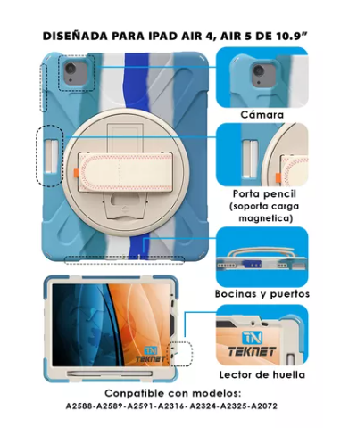 Foto 4 pulgar | Funda Uso Rudo Teknet para Ipad Air 5  Air 4 con Correa