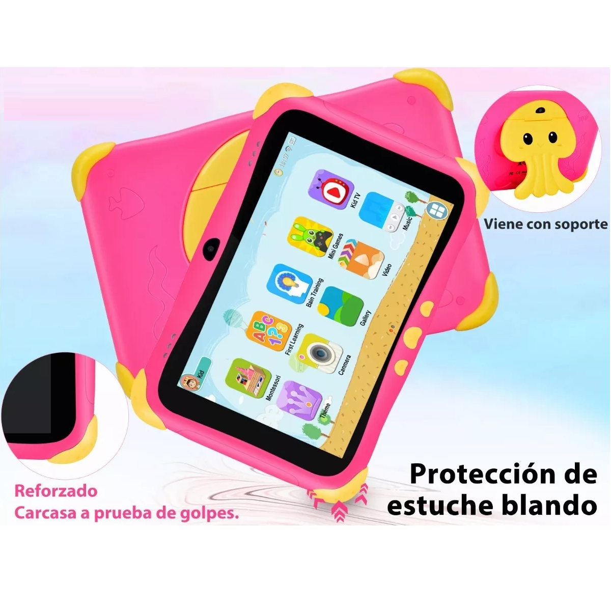 Foto 3 pulgar | Tablet Con Funda Niños 8hd 32gb 3gb Eo Safe Imports Esi-11233 Rosa