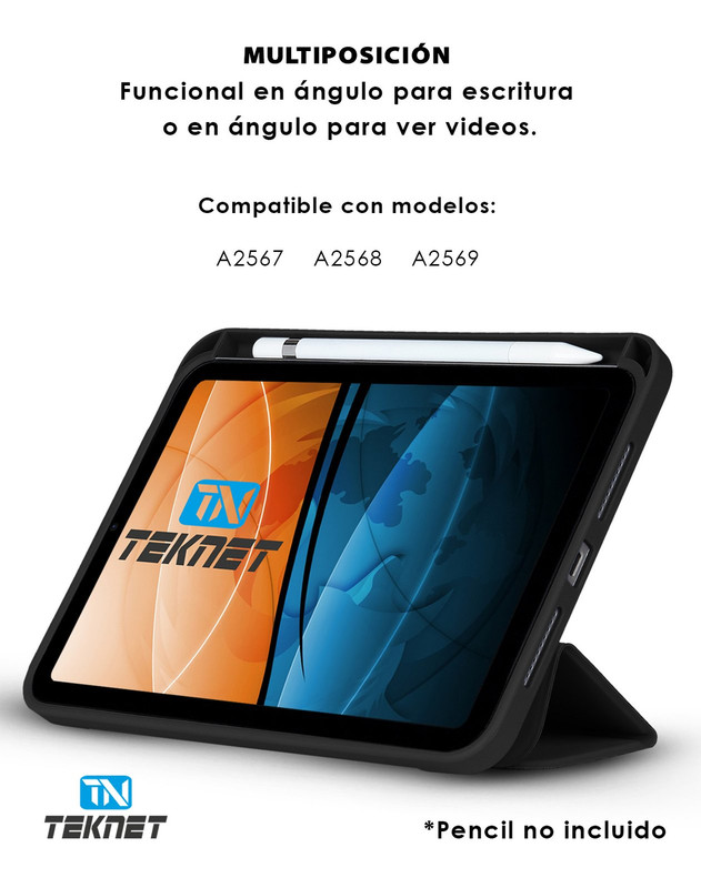 Foto 4 pulgar | Funda Teknet Folder Silicon  Para Ipad Mini 6 Porta Pencil