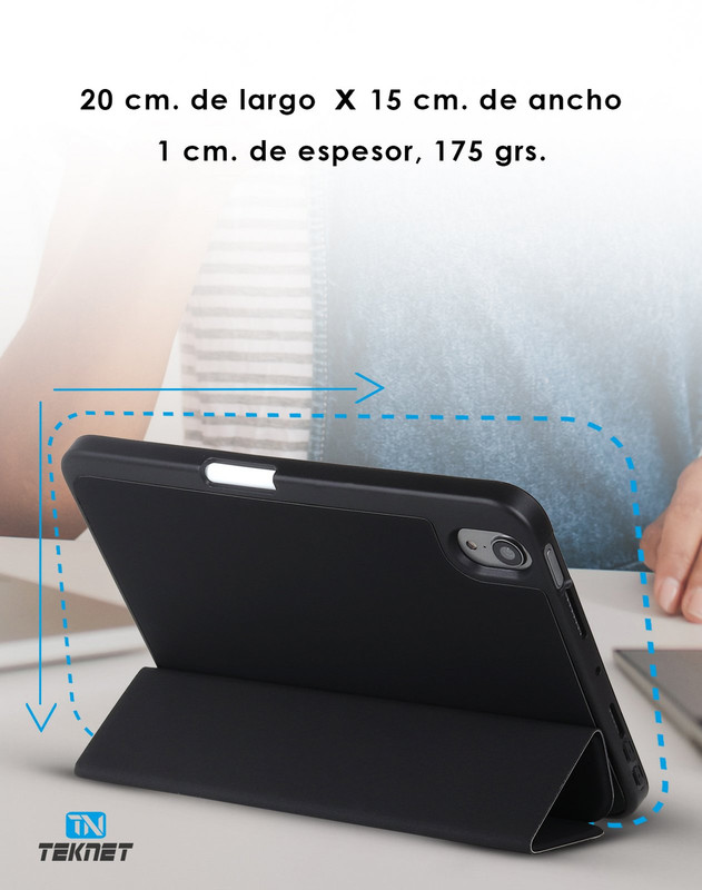 Foto 5 pulgar | Funda Teknet Folder Silicon  Para Ipad Mini 6 Porta Pencil