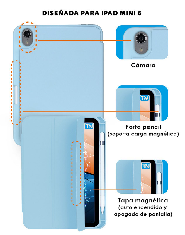 Foto 2 | Funda Teknet Folder Silicon  Para Ipad Mini 6 Porta Pencil