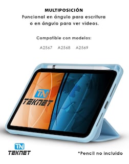 Foto 3 | Funda Teknet Folder Silicon Para Ipad Mini 6 Porta Pencil