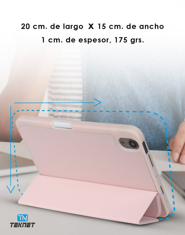 Foto 5 pulgar | Funda Teknet Folder Silicon  Para Ipad Mini 6 Porta Pencil