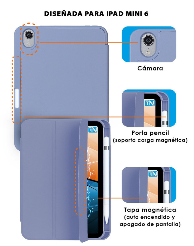 Foto 3 pulgar | Funda Teknet Folder Silicon  para Ipad Mini 6 Porta Pencil