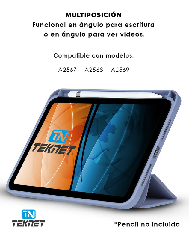 Foto 4 pulgar | Funda Teknet Folder Silicon  para Ipad Mini 6 Porta Pencil