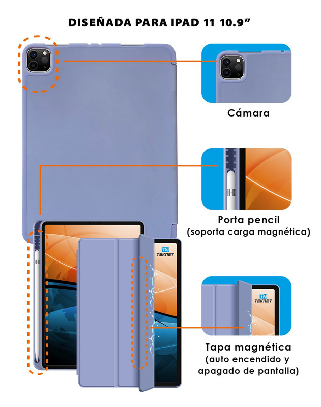 Foto 3 pulgar | Funda Teknet Folder Silicon  Para Ipad Pro 11  Porta Pencil