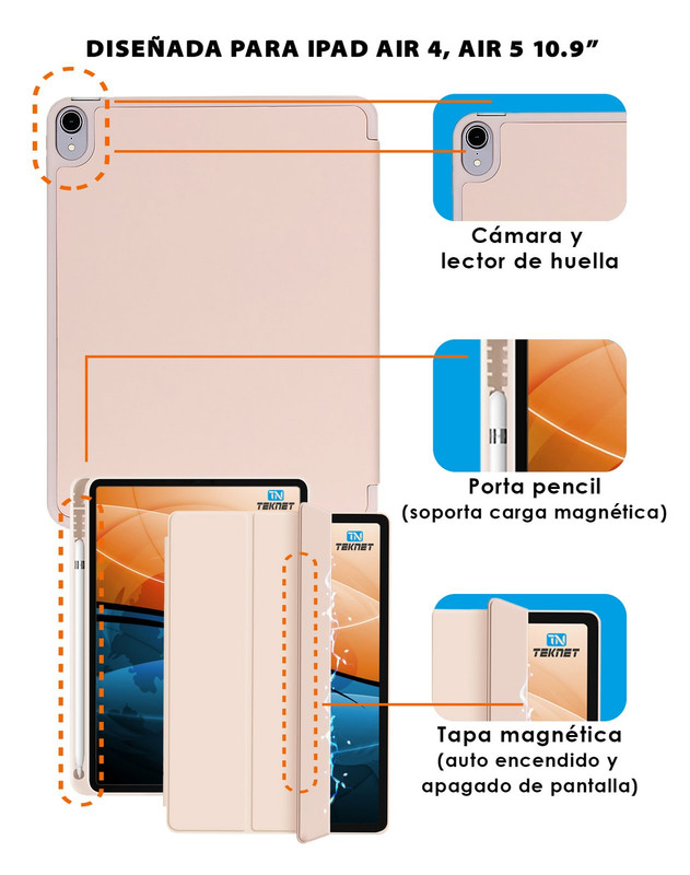 Foto 2 | Funda Teknet Folder Silicon  Para Air 5 Air 4 Porta Pencil