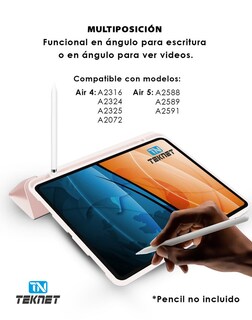 Foto 3 | Funda Teknet Folder Silicon Para Air 5 Air 4 Porta Pencil