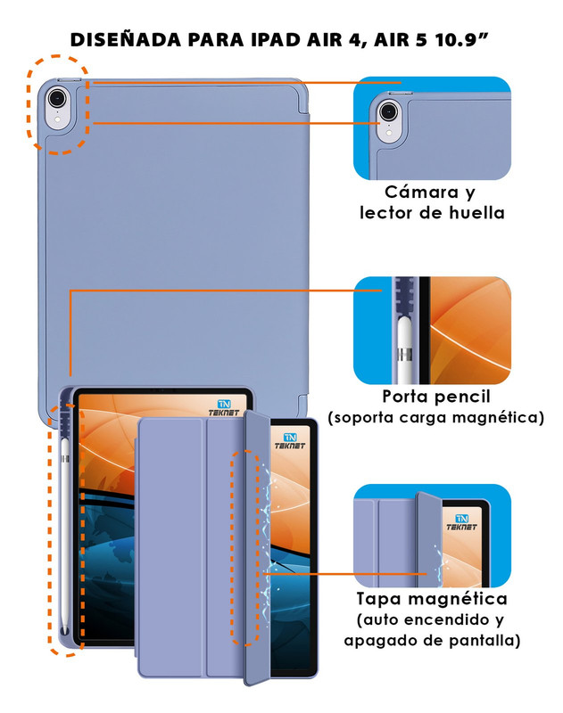 Foto 2 | Funda Teknet Folder Silicon  Para Air 5 Air 4 Porta Pencil