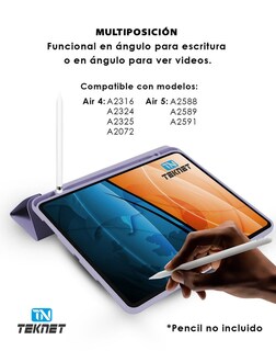 Foto 3 | Funda Teknet Folder Silicon Para Air 5 Air 4 Porta Pencil