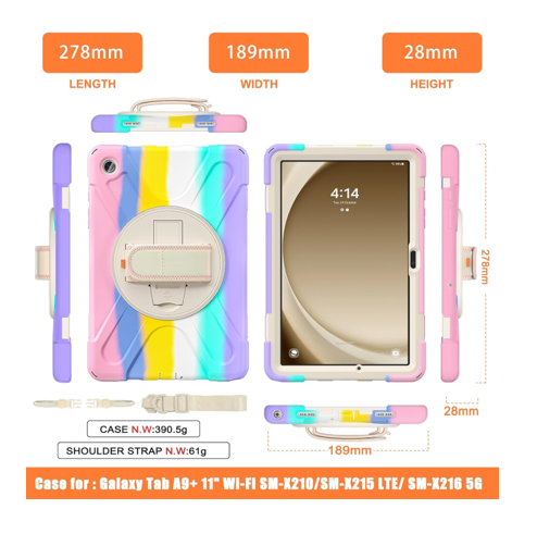 Foto 3 pulgar | Teknet Funda Correa Para Samsung Galaxy Tab A9+ Plus 11 Pulgadas Uso Rudo