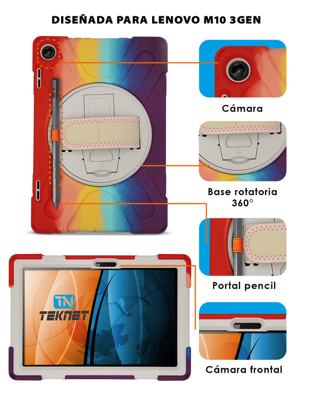 Foto 3 pulgar | Funda De Uso Rudo Para Lenovo Tab M10 3era Gen 10.1 Case Resistente A Caidas Con Correa