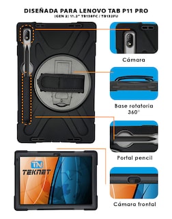 Foto 2 | Funda De Uso Rudo Para Lenovo P11 Pro De 11.2 Pulgadas 2 Gen Case Resistente A Caidas Con Correa