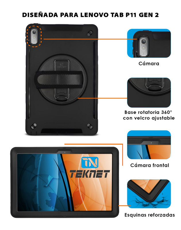 Foto 3 pulgar | Funda De Uso Rudo Para Lenovo Tab P11 Gen 2 De 11.5 Pulgadas Case Resistente A Caidas Con Correa