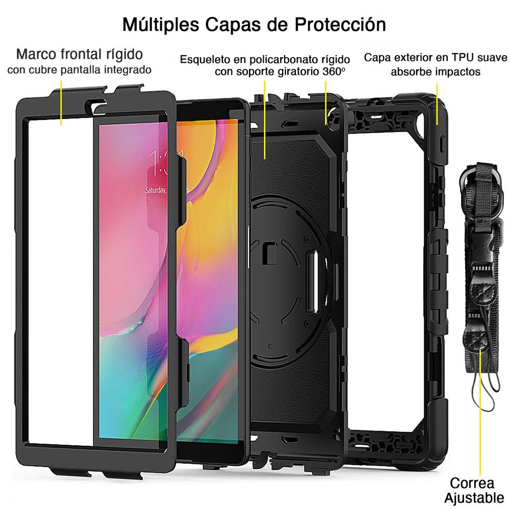 Foto 4 pulgar | Funda Tekku Strapb Uso Rudo Para Samsung Tab A De 10.1 Negra T510 T515