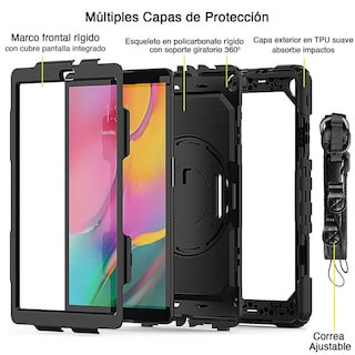 Foto 3 | Funda Tekku Strapb Uso Rudo Para Samsung Tab A De 10.1 Negra T510 T515