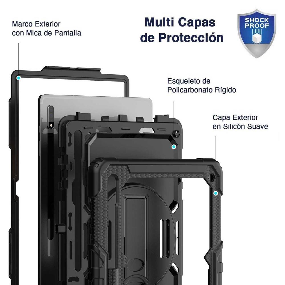 Foto 4 pulgar | Funda Tekku Strapb Uso Rudo Para Samsung Tab S8 Ultra De 14.6 Negra 2022 X900 X906b X906u X906n