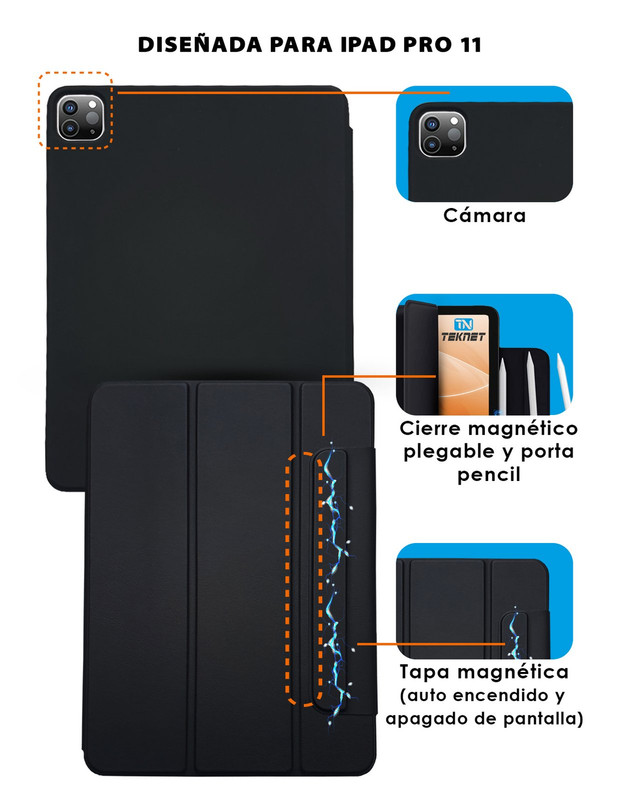 Foto 3 pulgar | Funda Teknet Folder Magnetica Para Ipad Pro 11