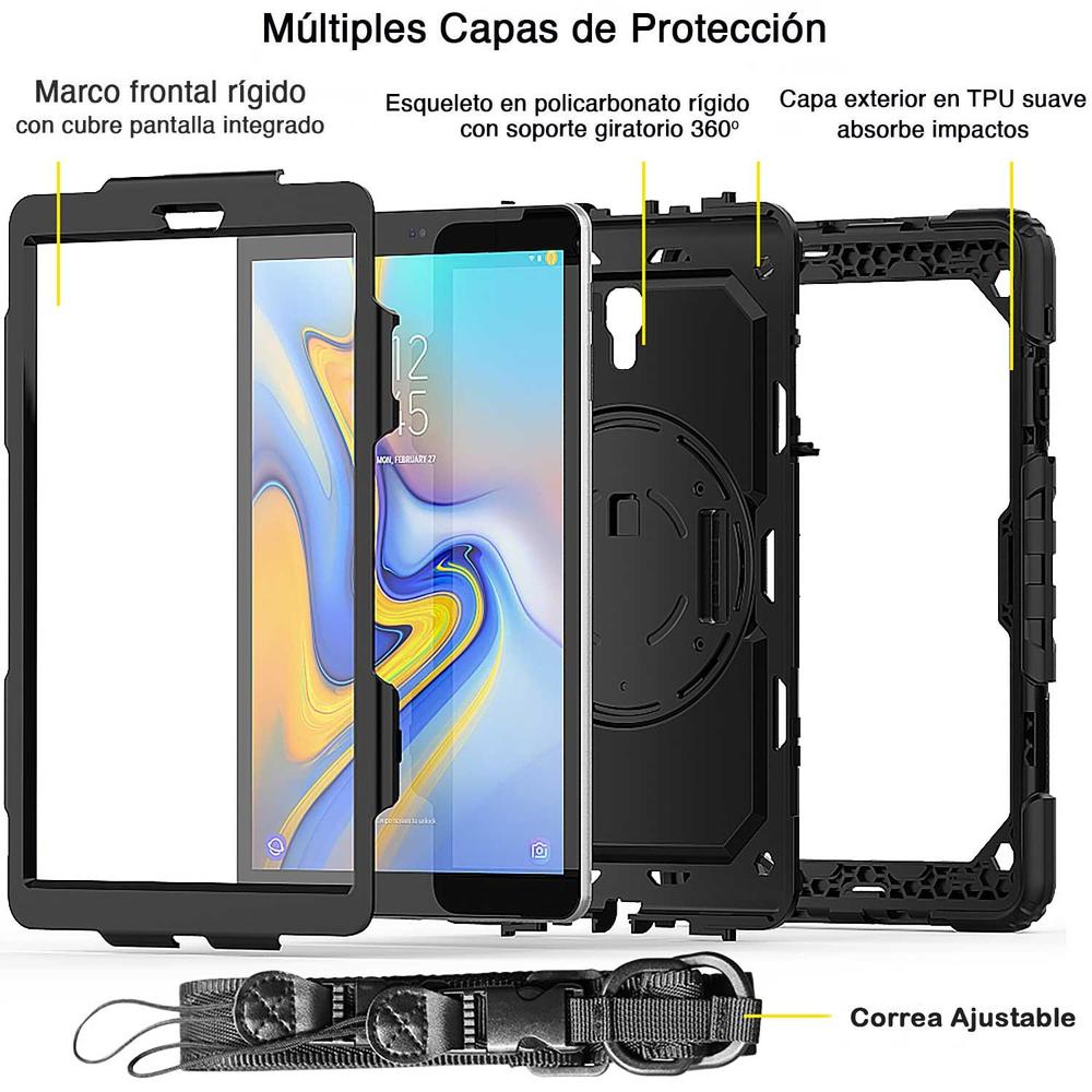 Foto 4 pulgar | Funda Tekku Strapb Uso Rudo Para Samsung Tab A De 10.5 Negra T590 T595