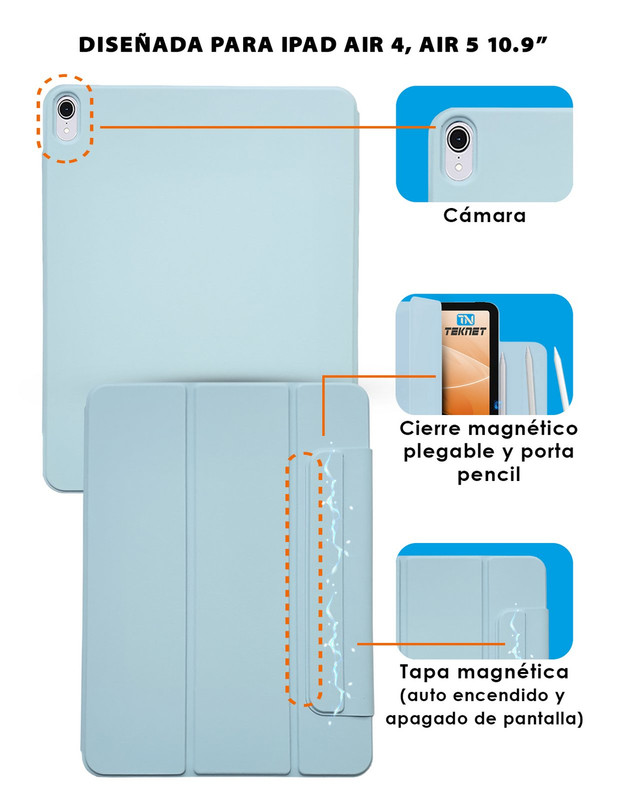 Foto 3 pulgar | Funda Teknet Folder Magnetica Para Ipad Air 11 2024 Ipad 5 Air 4 10.9''