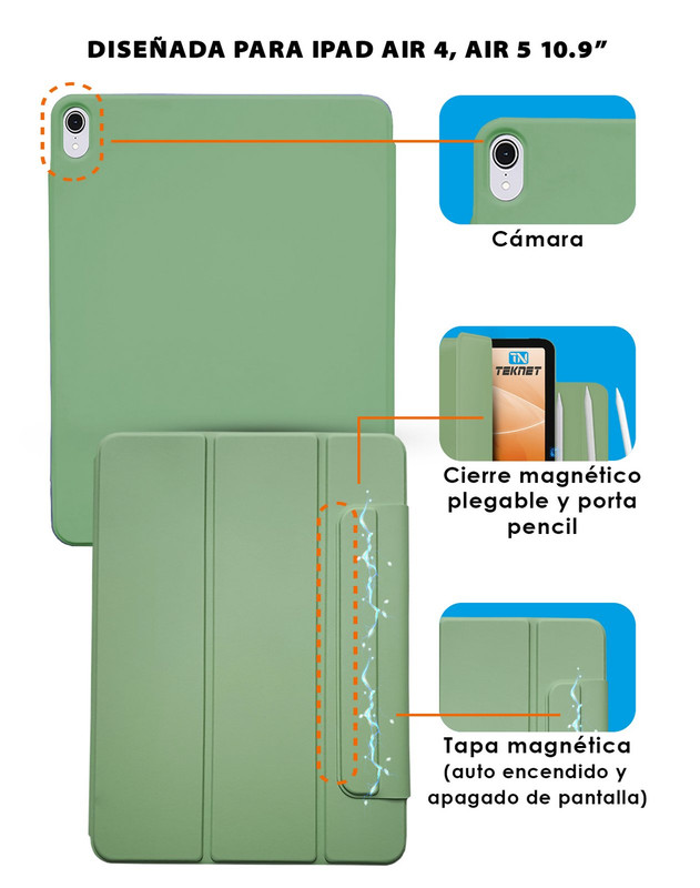 Foto 3 pulgar | Funda Teknet Folder Magnetica Para Ipad Air 11 2024 Ipad 5 Air 4 10.9''