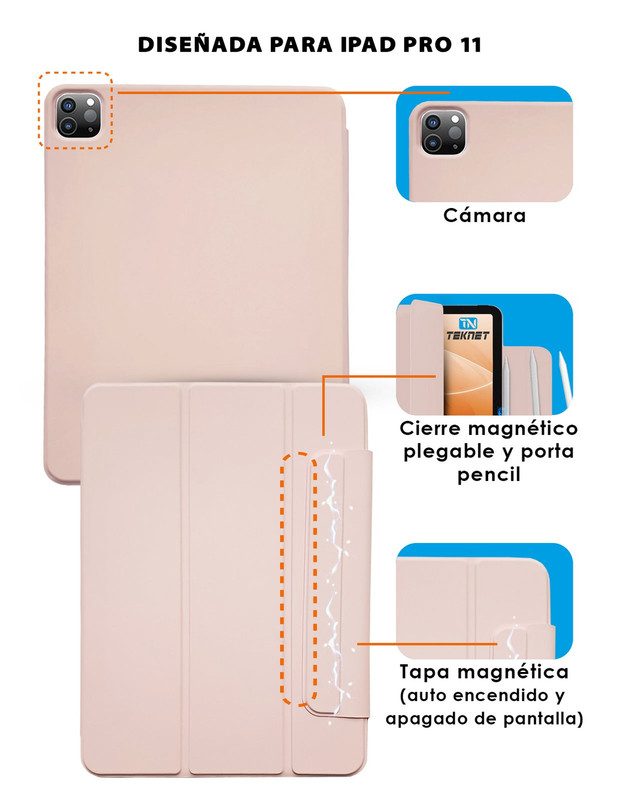 Foto 3 pulgar | Funda Teknet Folder Magnetica Para Ipad Pro 11