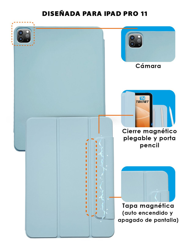 Foto 3 pulgar | Funda Teknet Folder Magnetica Para Ipad Pro 11