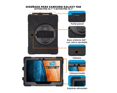 Foto 2 | Teknet Funda De Uso Rudo Para Samsung Galaxy Tab Active 4 Pro / Active Pro De 10.1 Case Resistente A Caidas Con Correa