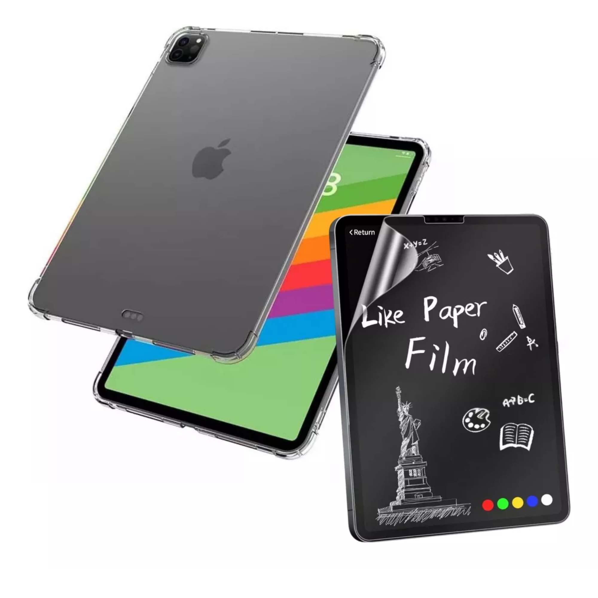 Foto 2 pulgar | Kit Funda Case Transparente Uso Rudo + Mica Papel Para Ipad Pro 12.9