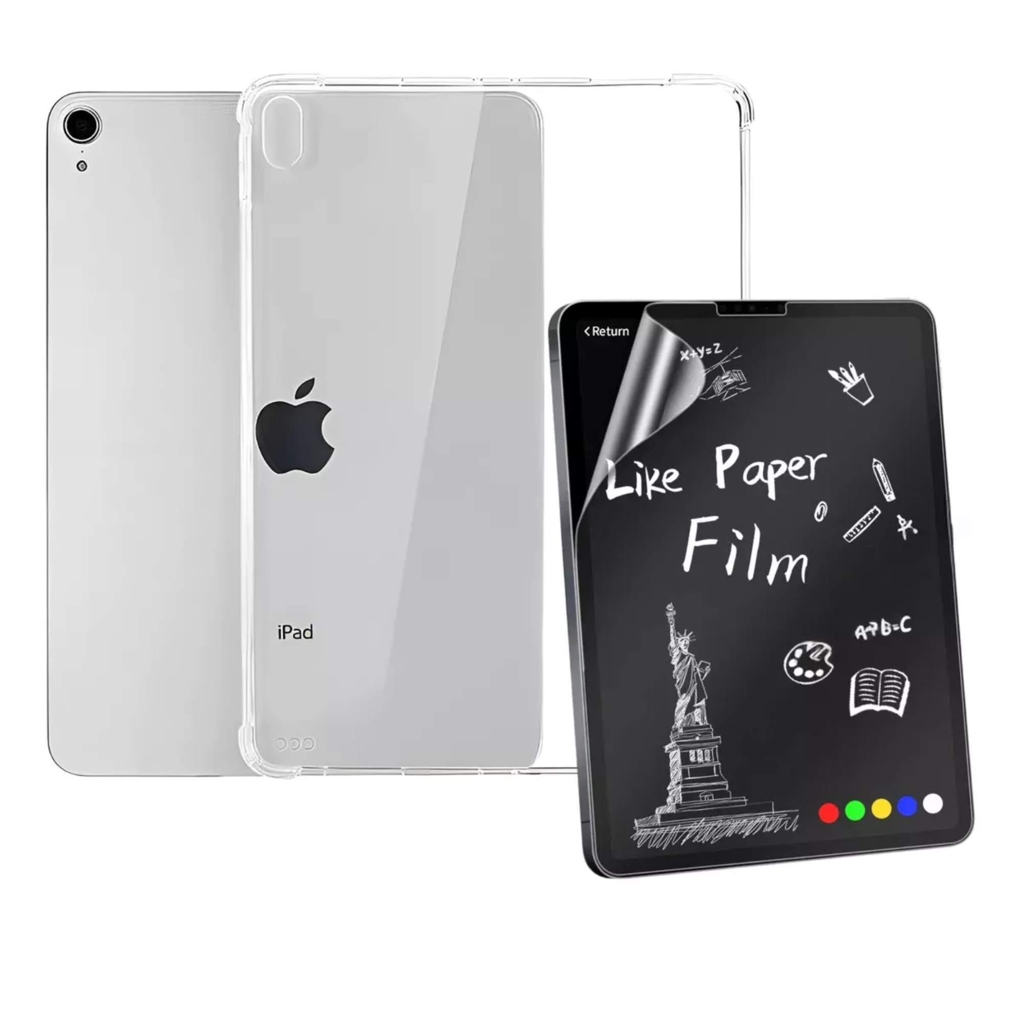 Foto 2 pulgar | Kit Funda Case Transparente Uso Rudo + Mica Papel Para Ipad Air 13 M2 2014