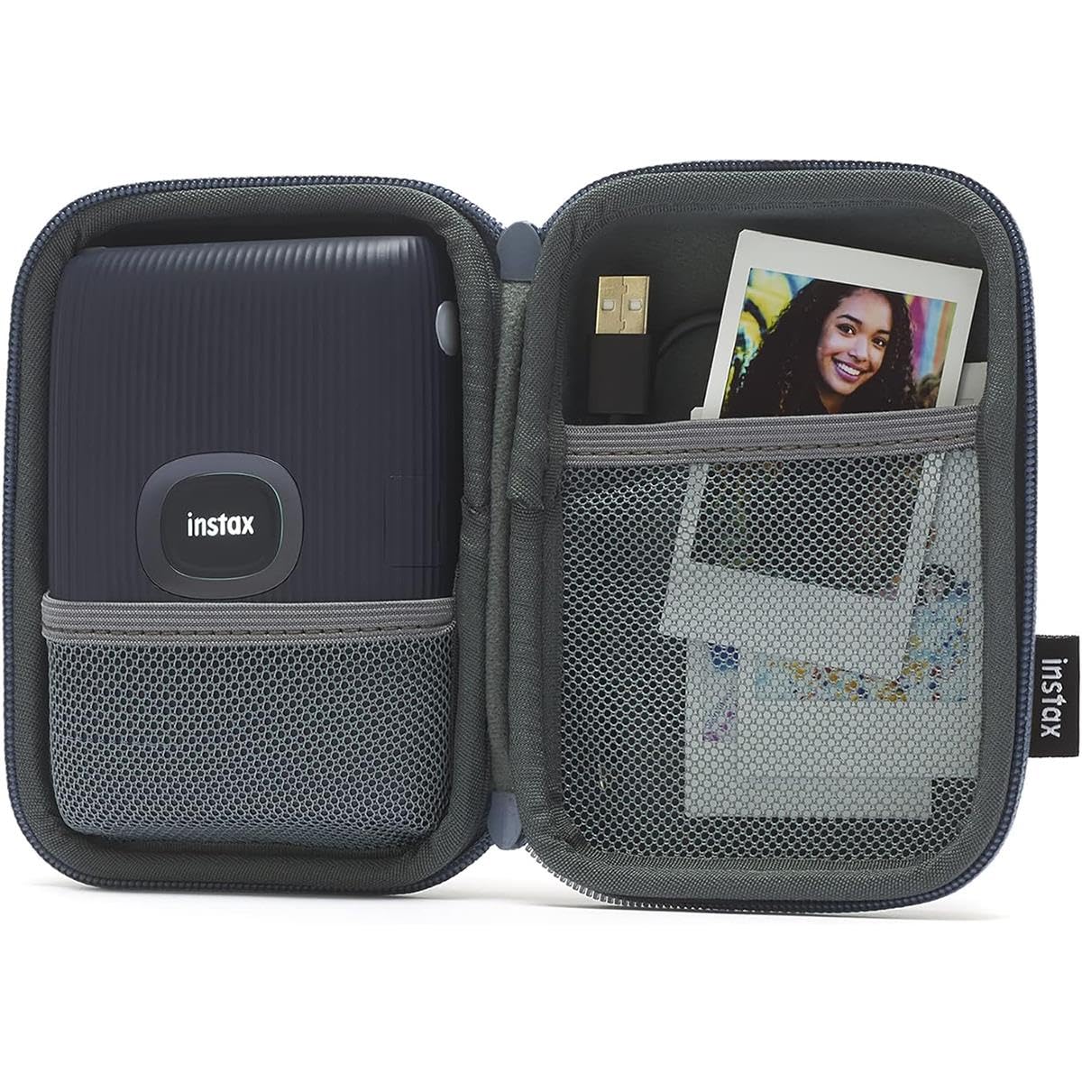 Funda Fujifilm Instax Mini Link 2 Tejida Azul Pizarra - Venta Internacional.