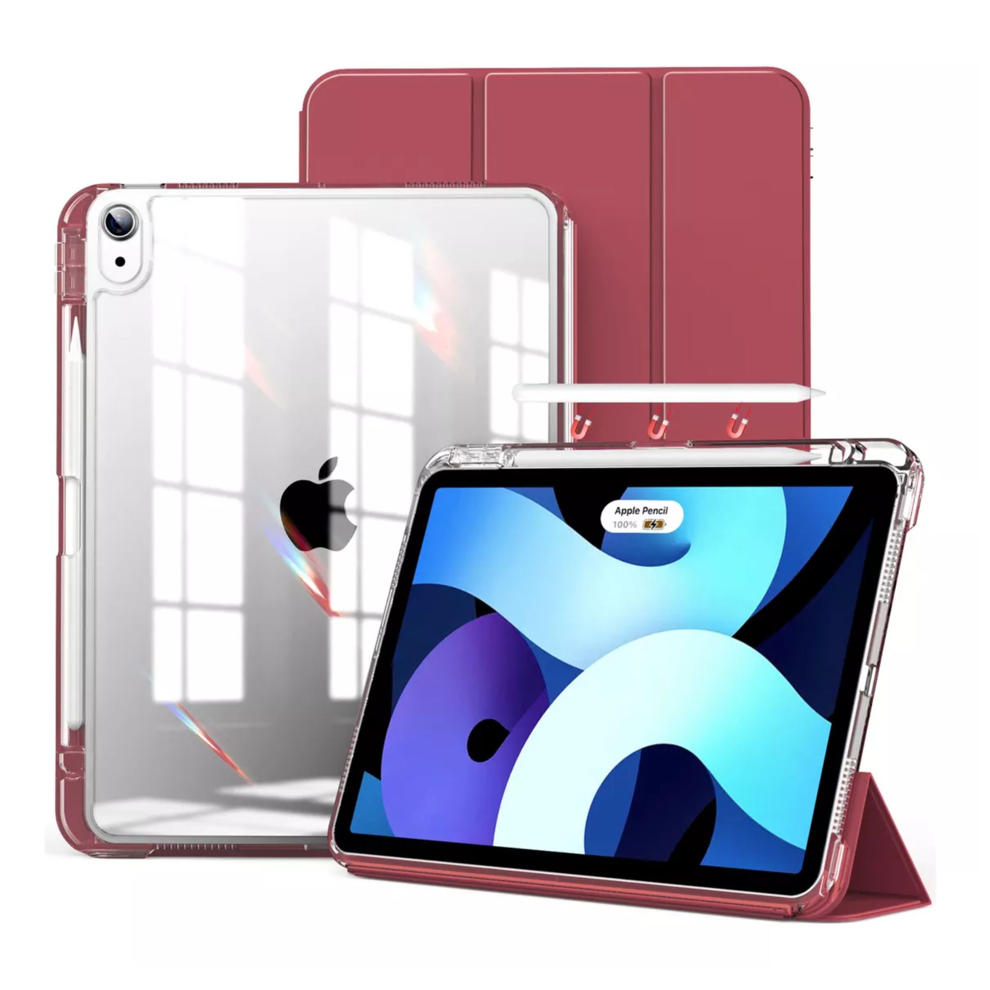 Foto 2 pulgar | Funda Para Ipad Air 4th 5th M2 11 2024 Smart Cover Soporte Color Rojo