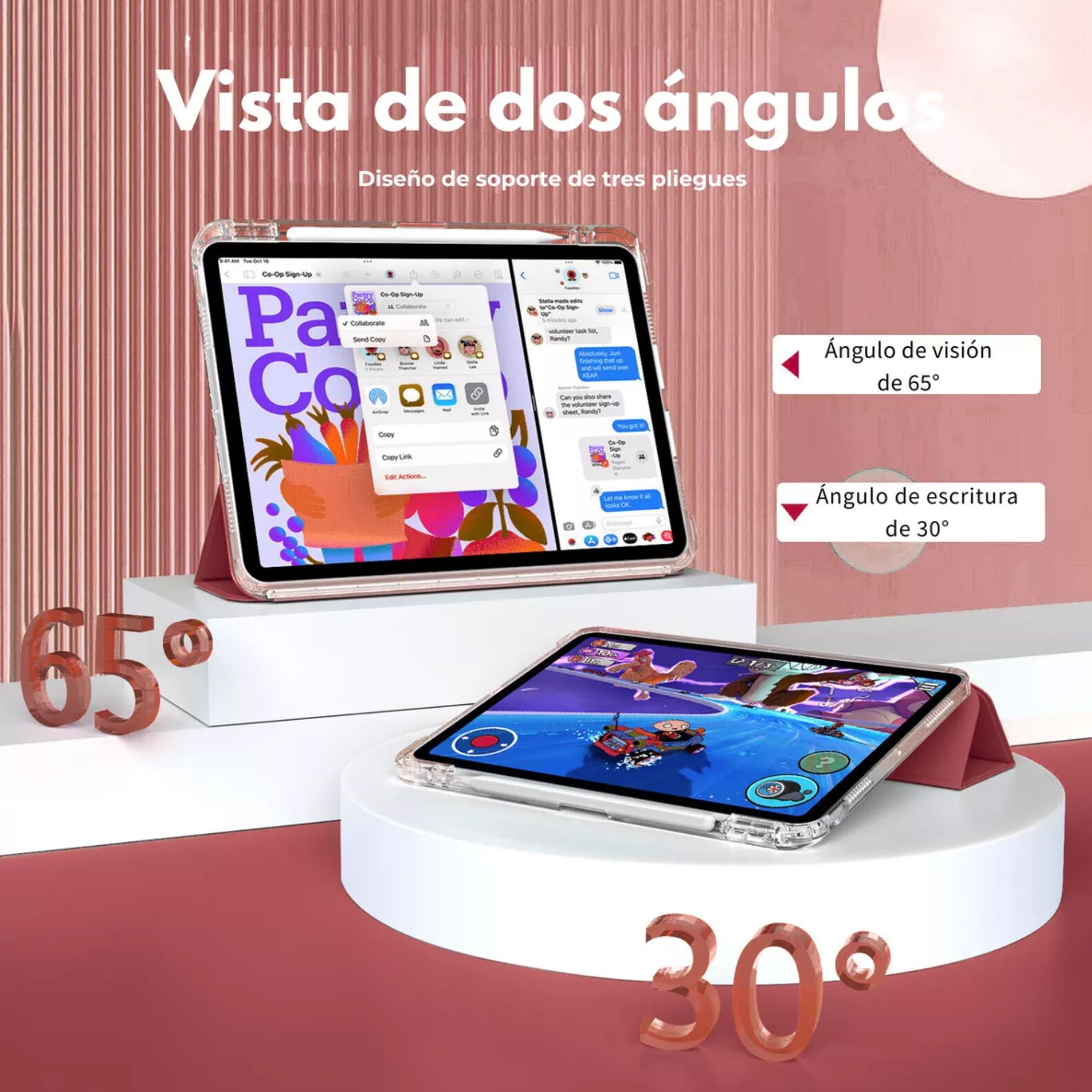 Foto 4 | Funda Para Ipad Pro 11 2018/2020/2022 Smart Cover Soporte Color Rojo