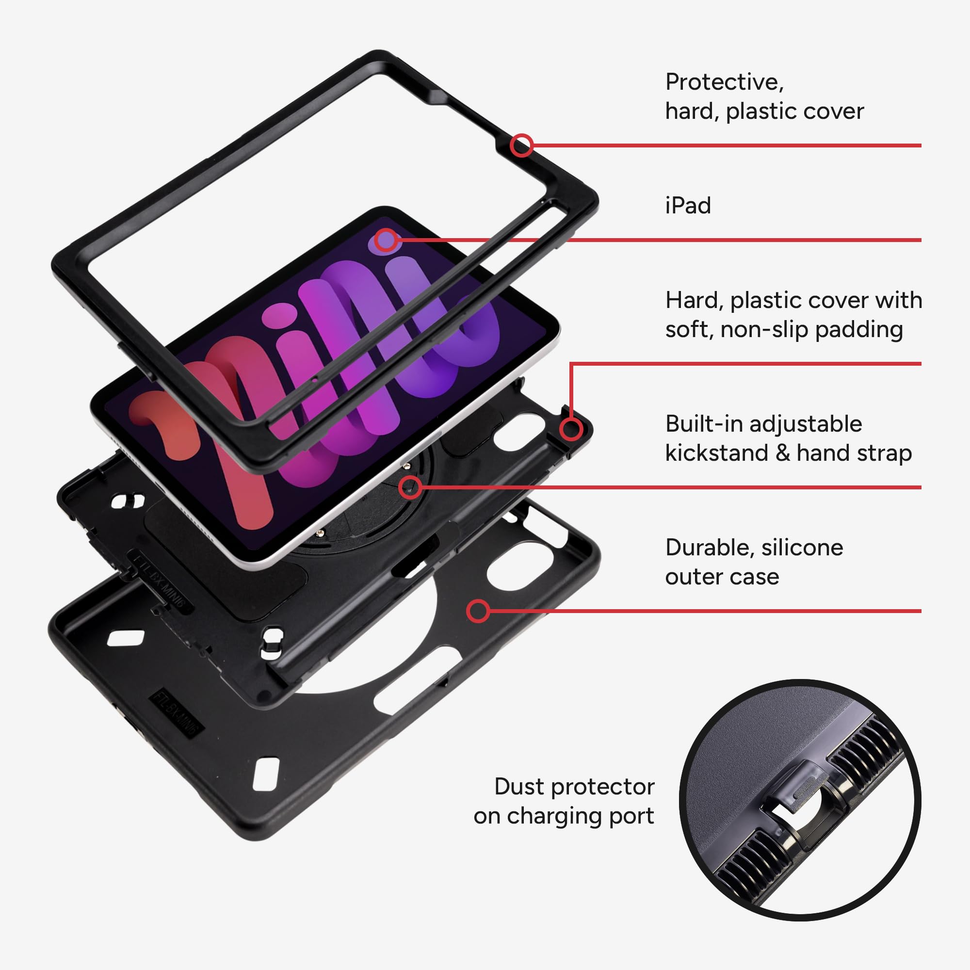 Foto 6 | Funda De Tableta Zagg Rugged Para Ipad Mini (gen 6) Con Correa De Mano - Venta Internacional.