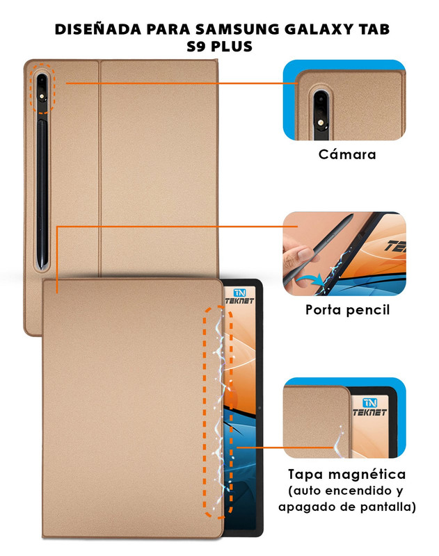 Foto 3 pulgar | Funda Teknet Folder Magnetica Para Samsung Galaxy Tab S10 Plus De 12.4''