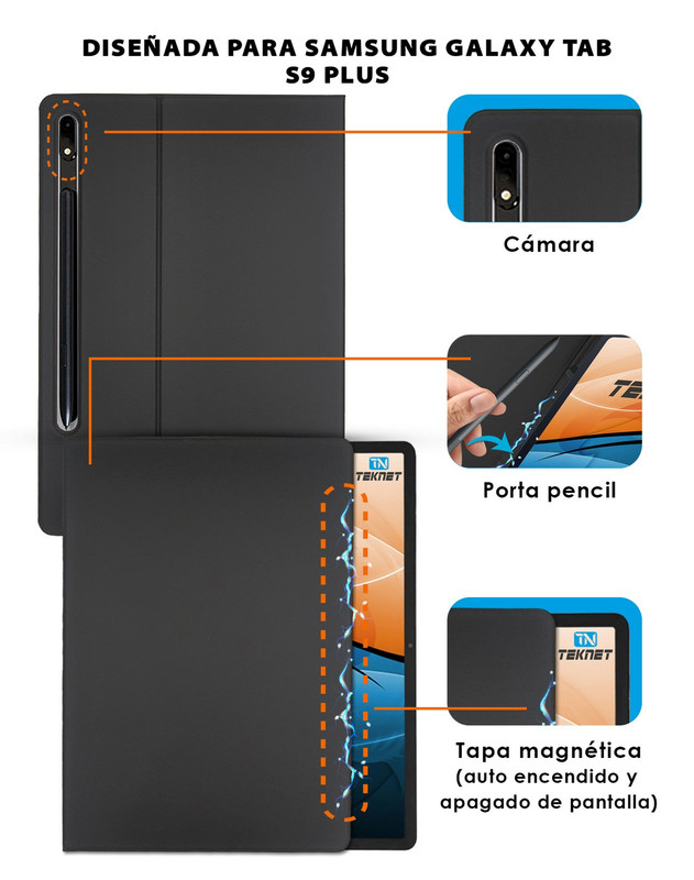 Foto 3 pulgar | Funda Teknet Folder Magnetica Para Samsung Galaxy Tab S10 Plus De 12.4''