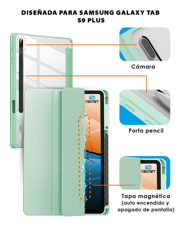 Foto 3 pulgar | Funda Teknet Folder Clear Para Samsung Galaxy Tab S10 Plus De 12.4''