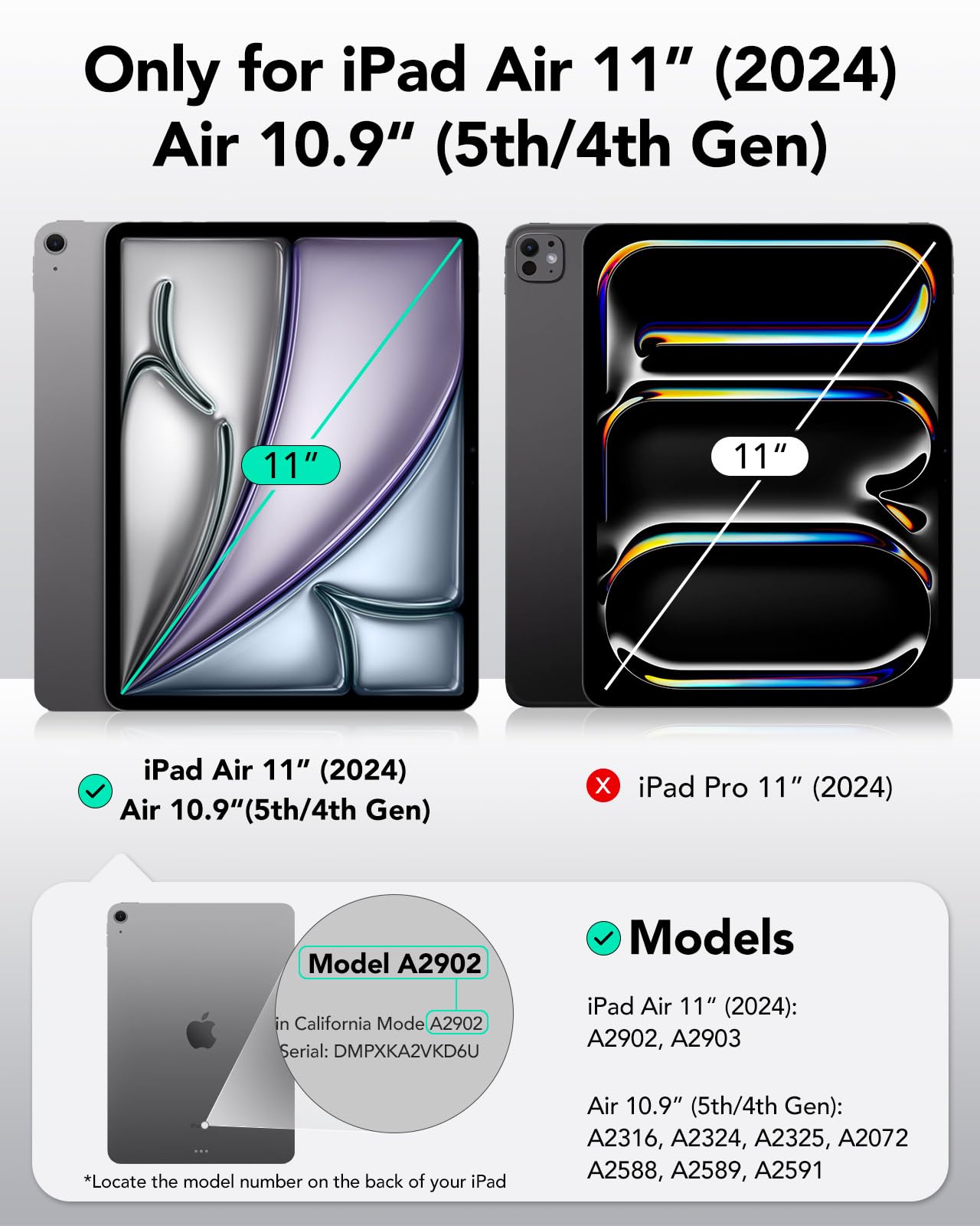 Foto 3 pulgar | Funda Esr Para Ipad Air M2 (2024), 6.ª, 5.ª Y 4.ª Generación, De 11 Pulgadas, Color Negro - Venta Internacional.