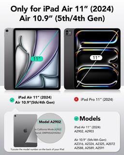 Foto 2 | Funda Esr Para Ipad Air M2 (2024), 6.ª, 5.ª Y 4.ª Generación, De 11 Pulgadas, Color Negro - Venta Internacional.