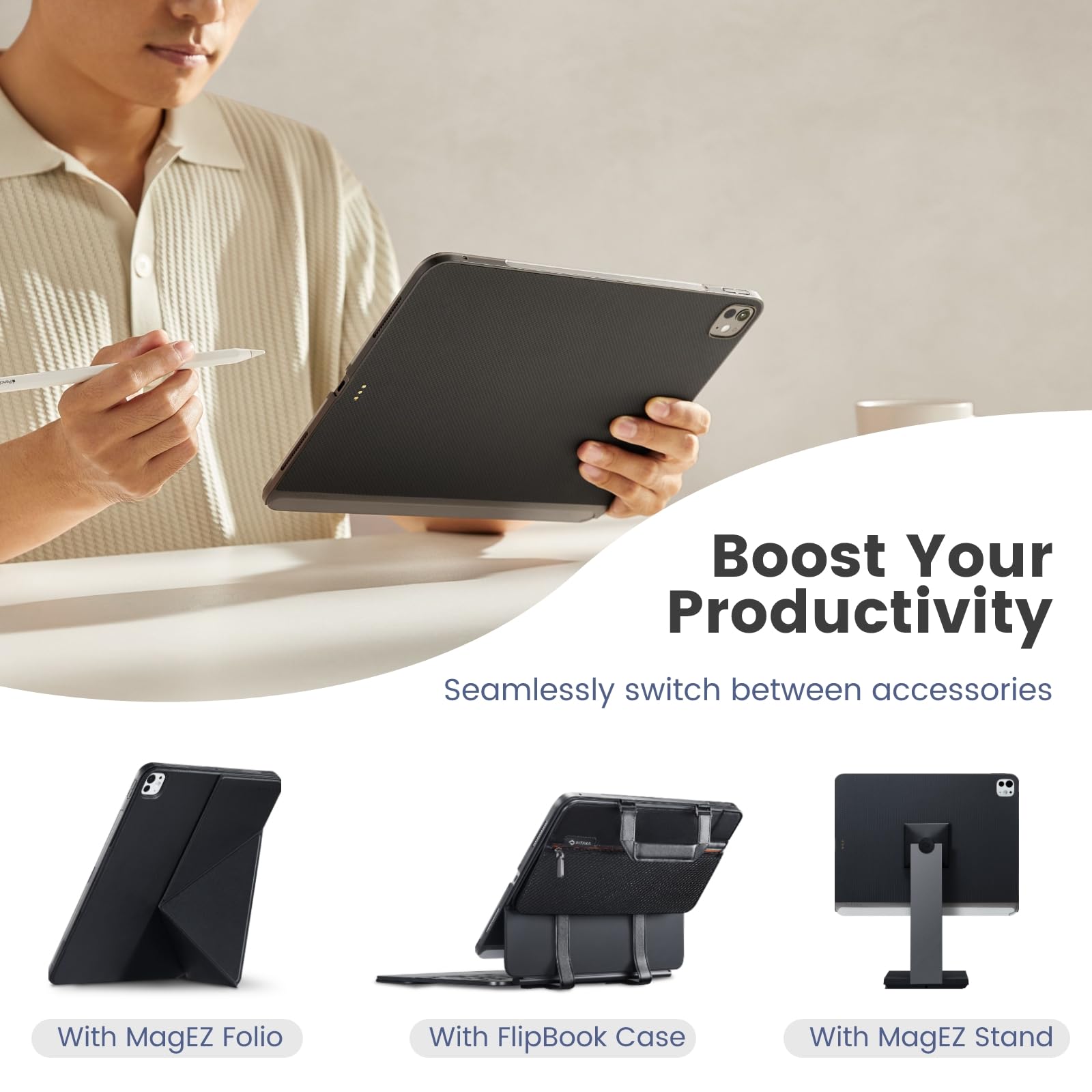 Foto 8 pulgar | Funda Para Ipad Pro De 13 Pulgadas Pitaka Magez Case 2 Negro/gris 2024 - Venta Internacional.