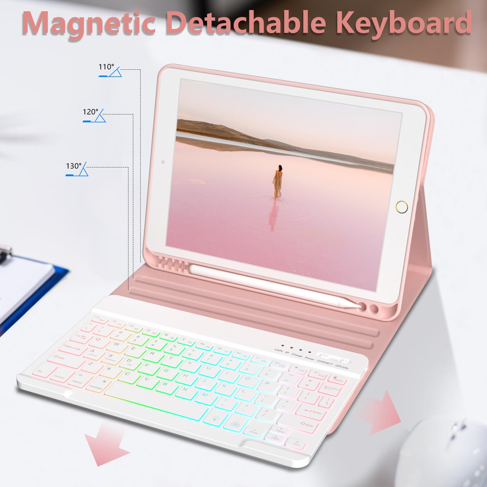 Foto 3 | Funda De Teclado Fuwang Para Ipad De 9.ª Generación De 10.2 Pulgadas 2021 Con Retroiluminación - Venta Internacional.