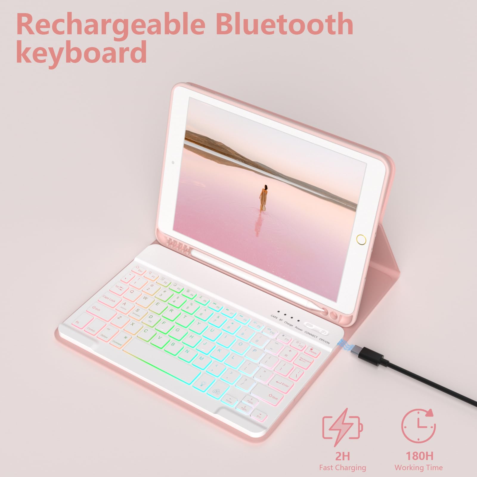 Foto 5 | Funda De Teclado Fuwang Para Ipad De 9.ª Generación De 10.2 Pulgadas 2021 Con Retroiluminación - Venta Internacional.