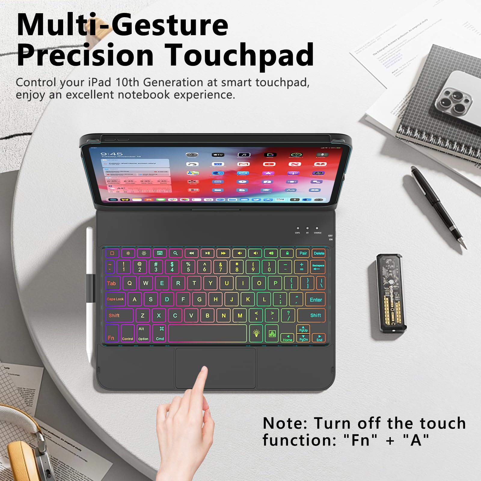 Foto 4 pulgar | Funda Con Teclado Fuwang Touch Para Ipad 10th Gen 10.9'' 2022 Negra - Venta Internacional.