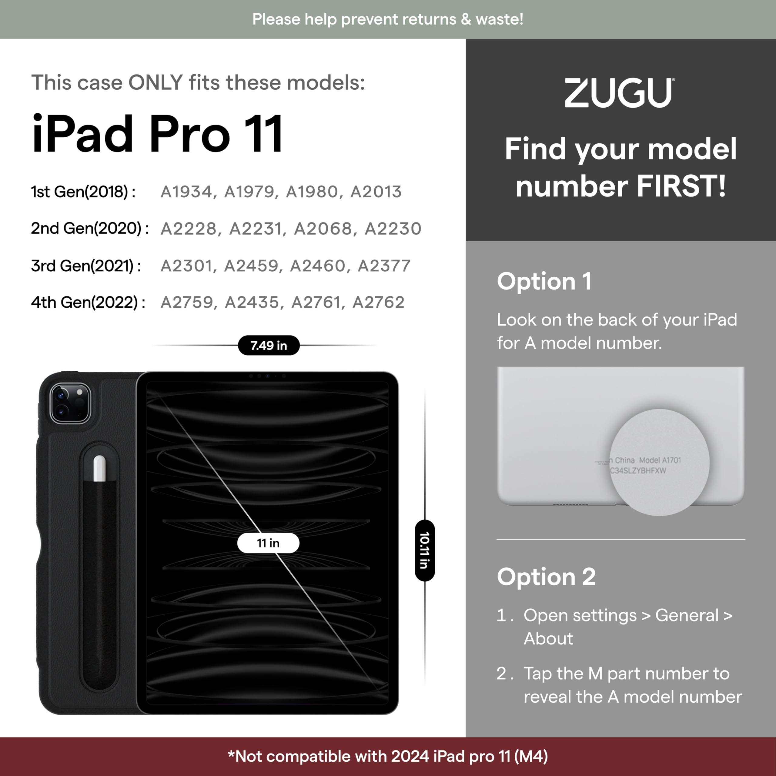 Foto 3 pulgar | Funda Para Ipad Pro 11 Zugu Slim Protective Con Carga Inalámbrica - Venta Internacional.