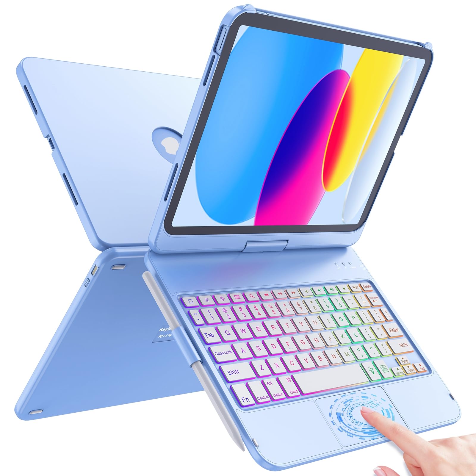 Funda Con Teclado Fuwang Touch Para Ipad 10th Gen 10.9'' 2022 Azul - Venta Internacional.