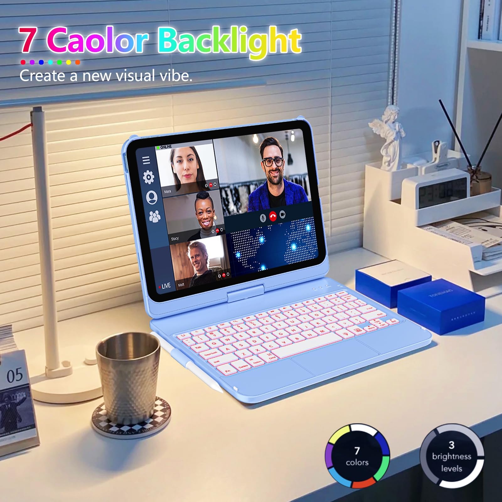 Foto 5 | Funda Con Teclado Fuwang Touch Para Ipad 10th Gen 10.9'' 2022 Azul - Venta Internacional.